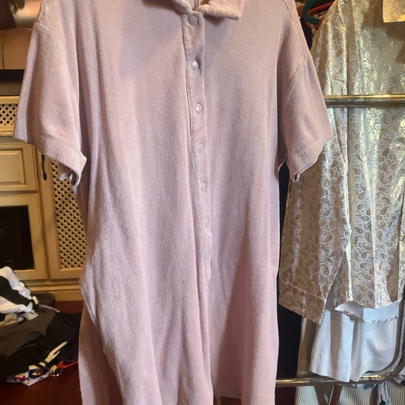Eloquii Blush Pink Terry Cloth Shirt - Picture 2 of 4
